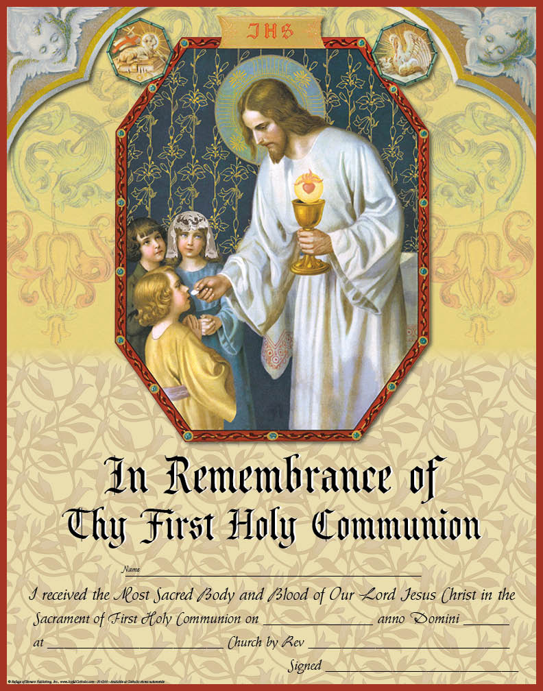 First Holy Communion Certificate gt Certificates