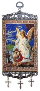 Guardian Angel with Children Tiny Tapestry